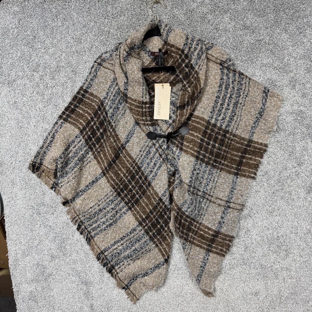 Altare Poncho Wrap One Size Plaid Fringed Earthy Southwestern Cabincore Heritage